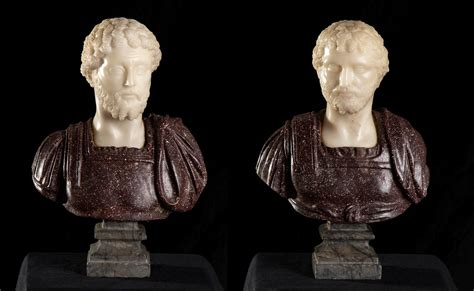 Unknown - Pair Red Porphyry and White Marble Sculpture Busts Of Roman Emperors Grand Tour at 1stDibs