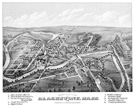 Beautifully restored map of Blackstone, MA from 1879 - KNOWOL