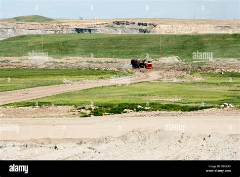 surface mine reclamation at Eagle Butte coal mine in Wyoming Stock ...