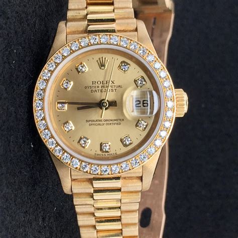 Rolex Presidential Datejust 26 Yellow Gold Diamond Ladies Watch For ...