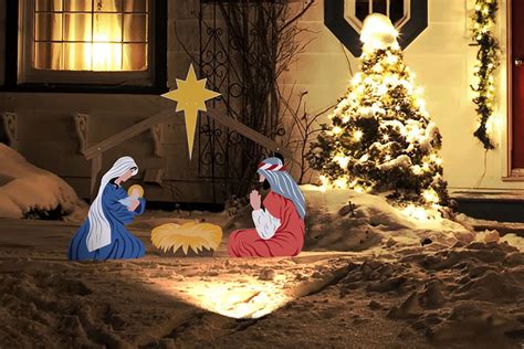 Patio, Lawn & Garden Outdoor Décor Blow Mold 3 Piece Outdoor Nativity Scene Holy Family with ...