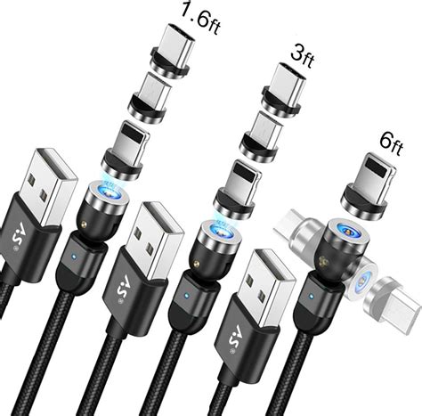 Amazon.com: A.S 3 in 1 Magnetic Phone Charger Cable, 360° & 180 ...