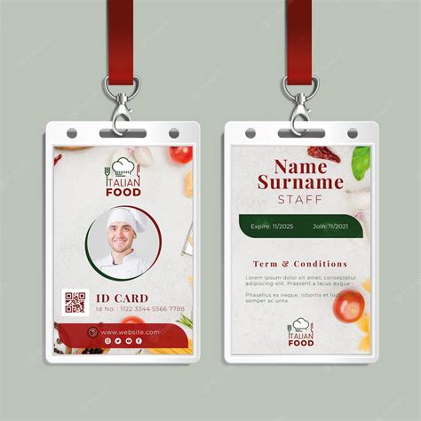 Free Vector | Italian food id card template