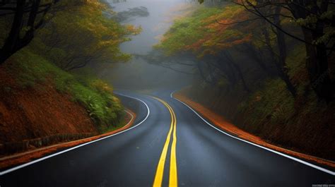 Wide Road In Foggy Nature Background, Endless Road Road, Hd Photography Photo, Plant Background ...