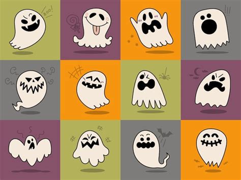 Premium Vector | Cute ghost hand drawn set