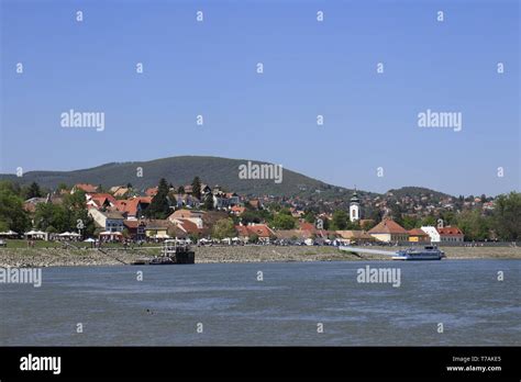 Szentendre village skyline seen from across the river, Hungary Stock ...