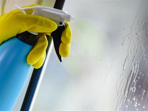 Person Spraying Window Cleaning Detergent Stock Image - Image of ...