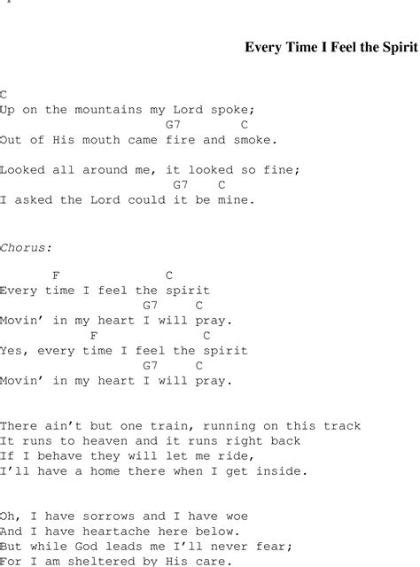 Everytime I Feel the Spirit - Christian Gospel Song Lyrics and Chords