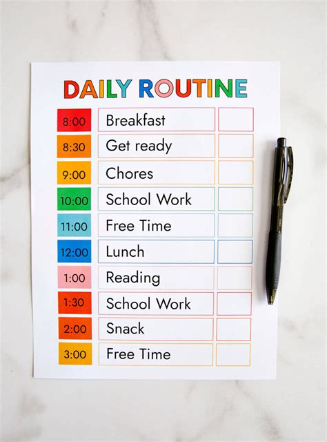 PRINTABLE DAILY ROUTINE | Daily schedule template, Daily schedule kids, Kids schedule