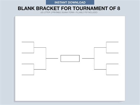 Blank Tournament Bracket, Printable, Fillable PDF, Single Elimination ...