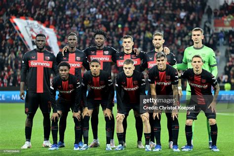 Bayer Leverkusen players pose for a team photo prior to the UEFA ...