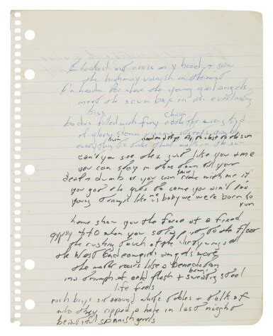 Bruce Springsteen | A working manuscript for "Born to Run" | Rock & Roll | Books & Manuscripts ...