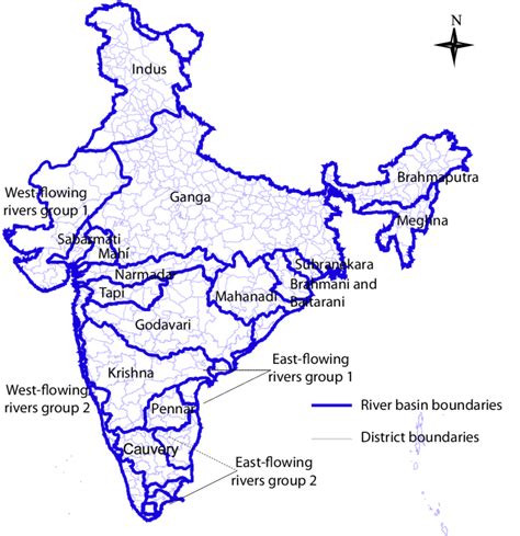 District and river basin boundaries of India. | Download Scientific Diagram