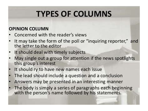 Column writing for publications