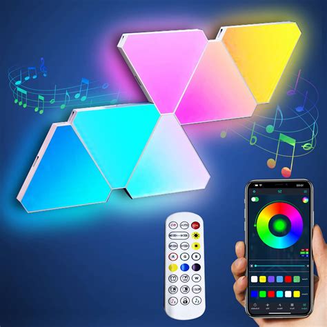 Buy Triangle LED Light Panels, Triangle Lights with 6 Connection Ports, Real RGBIC Gaming Lights ...