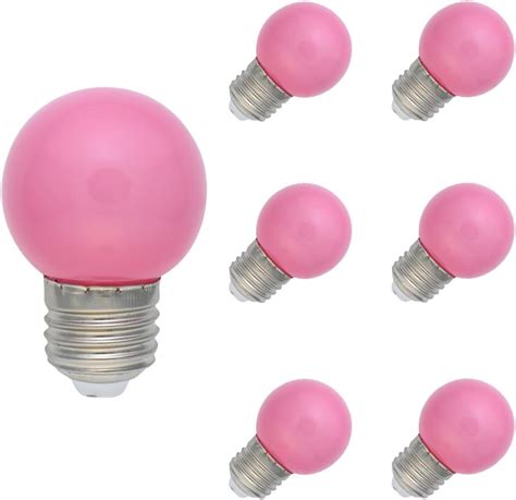 6 Pack E27 Ampoule Couleur 1W Lampe Couleur LED 70-100LM Ampoule rose ...