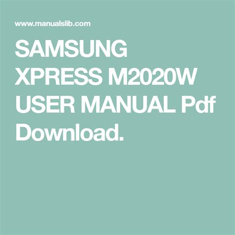 Samsung Xpress M2070w User Manual