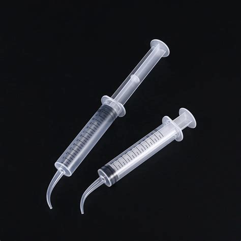 8pcs 12ml Disposable Dental Irrigation Syringes With Curved Tip Clear 12cc Injector Oral Care ...