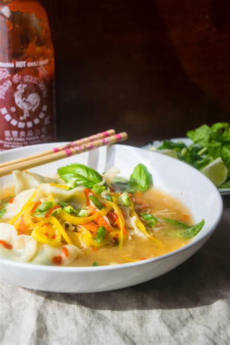 Vegan Dumpling Soup with Carrot Noodles and Enoki Mushrooms : Jawns I ...