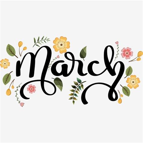 Month Of March Clipart Hd PNG, March Month Text Lettering Decoration ...