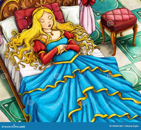 Cartoon Fairy Tale Scene - Sleeping Princess Stock Illustration - Image: 49696180