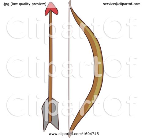 Clipart of a Native American Indian Bow and Arrow - Royalty Free Vector ...