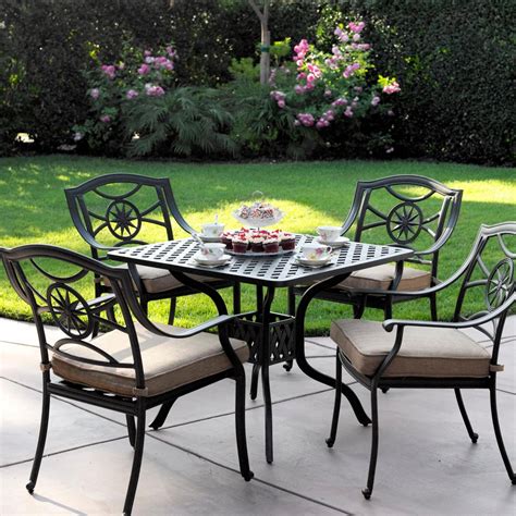 Darlee Ten Star 5 Piece Cast Aluminum Patio Dining Set With Square Table : BBQGuys
