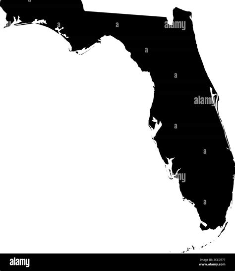 Florida, state of USA - solid black silhouette map of country area. Simple flat vector ...