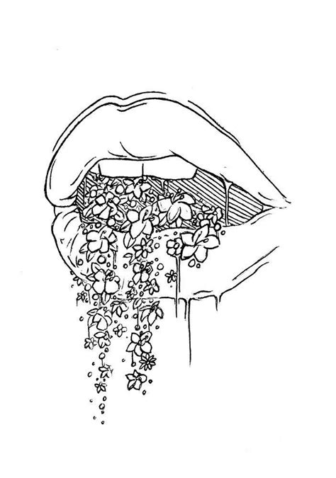 Dripping lip | Line art drawings, Aesthetic drawing, Aesthetic art