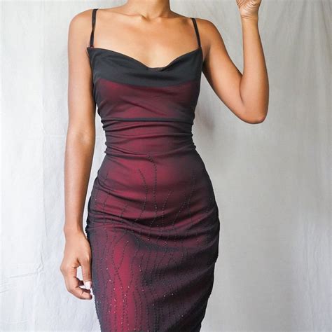 Masha & Jlynn on Instagram: “SOLD Vintage 90s black mesh slip dress with a red lining. For a ...