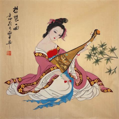 Chinese Beautiful Ladies Painting Traditional Chinese painting of beautiful woman 3801007, 69cm ...