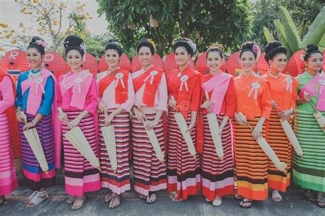 Women in Traditional Costume during the Annual Umbrella Festival ...