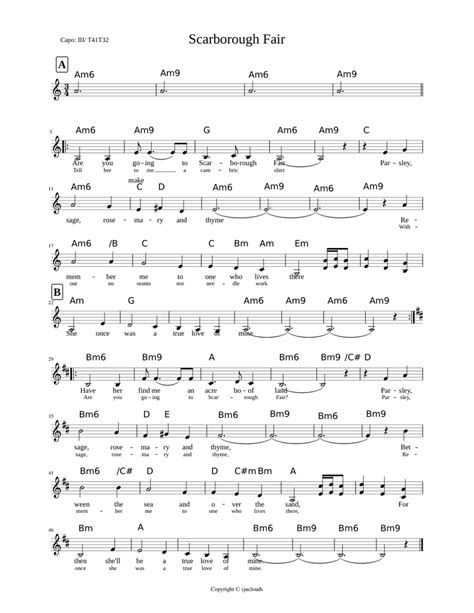 Scarborough Fair Sheet music | Download free in PDF or MIDI | Musescore.com