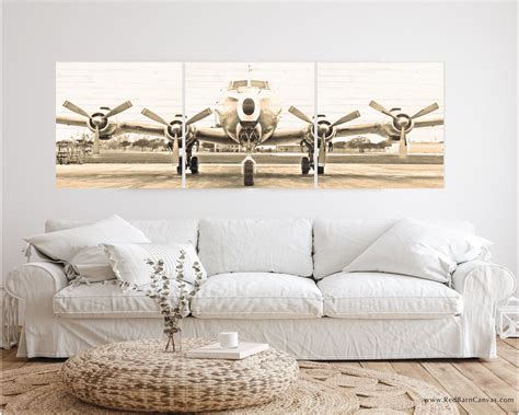 Set of 3 Vintage Airplane Photo Canvas Canvas Wall Art - Etsy