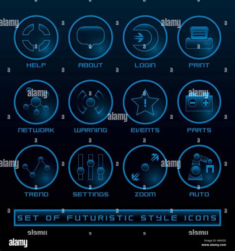 Futuristic style user interface icons for mobile and web applications ...