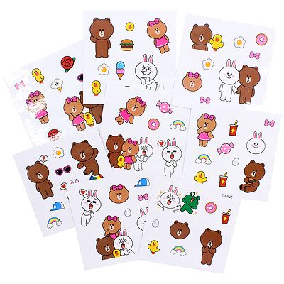 Crafts Scrapbooking & Paper Crafts LINE FRIENDS Character Point Deco Stickers 1 Set of 20 Sheets ...