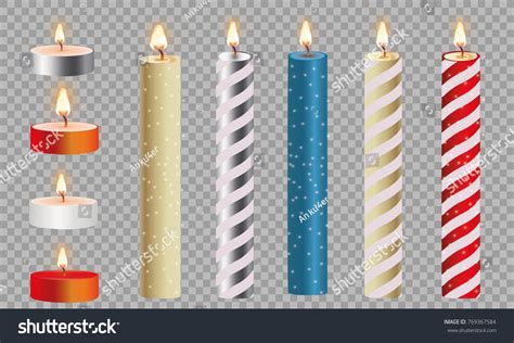 3d Set Realistic Paraffin Candles Isolated Stock Vector (Royalty Free ...