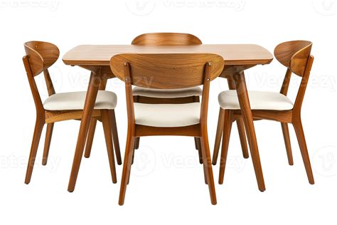 AI generated Modern dining set with a wooden table and cream upholstered chairs, on transparent ...