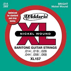 D'Addario XL157 XL Nickel Medium Electric Baritone Guitar Strings ...