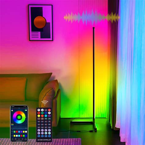 Buy YEEYIN RGB Corner Floor Lamp Smart Music Sync Color Changing LED Mood Light 61'' Tall ...
