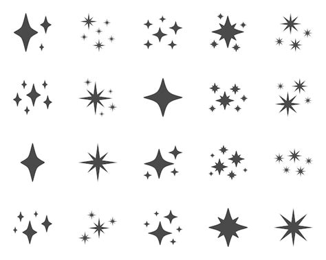 Premium Vector | Set of stars sparkles flat design