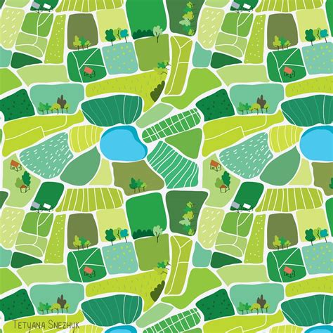 Fields top view pattern -Tetyana Snezhyk illustration Magazine ...