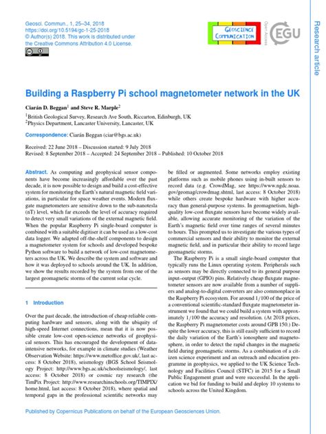 Beggan Marple GC 2018 Building A RBPi School Magnetometer Net | PDF | Magnetometer | Earth's ...