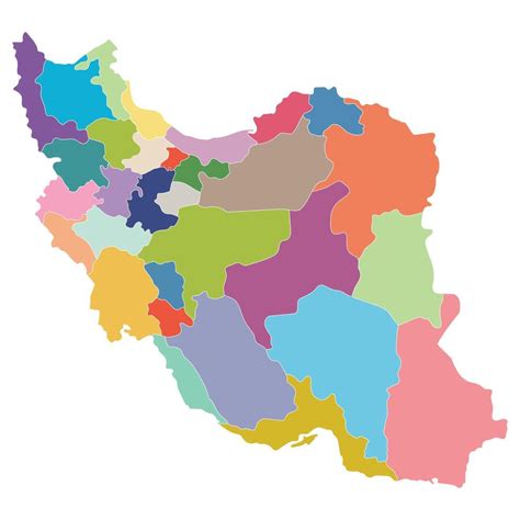 Iran map. Map of Iran in administrative provinces in multicolor ...