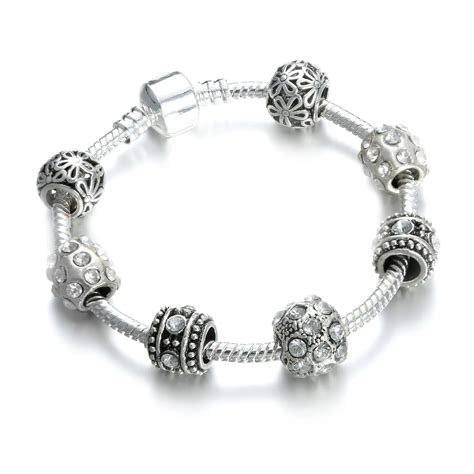 Classic Antique Silver Charm pandora Bracelets for women With Exquisite ...