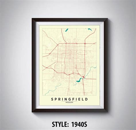 Map of Springfield MO Springfield Map Springfield Poster | Etsy