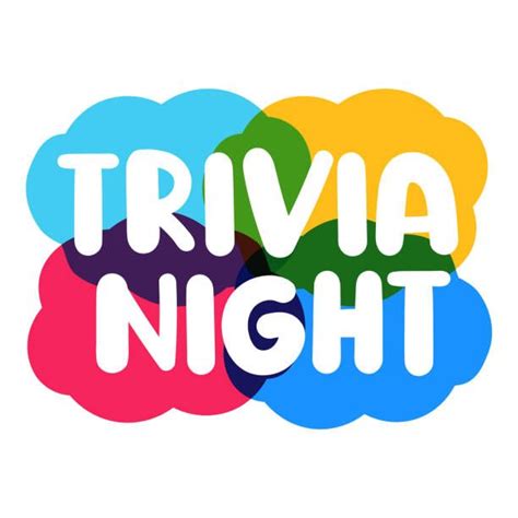 the words trivia night written in different colors on top of each other with speech bubbles