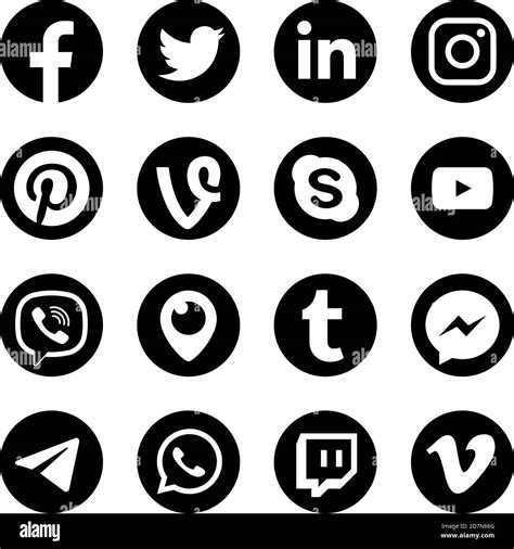 Black And White Vector Social Media Icons