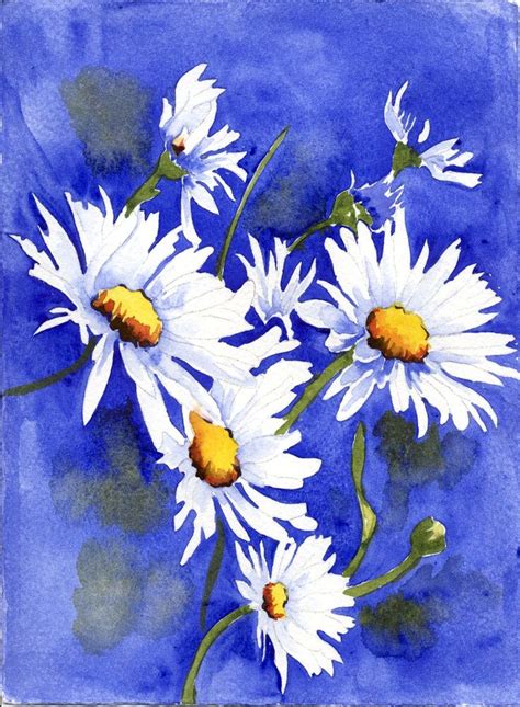 Floral Watercolor Paintings, Daisy Painting, Watercolor Pictures, Flower Art Painting, Water ...