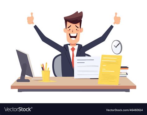 Happy businessman showing completed task document Vector Image